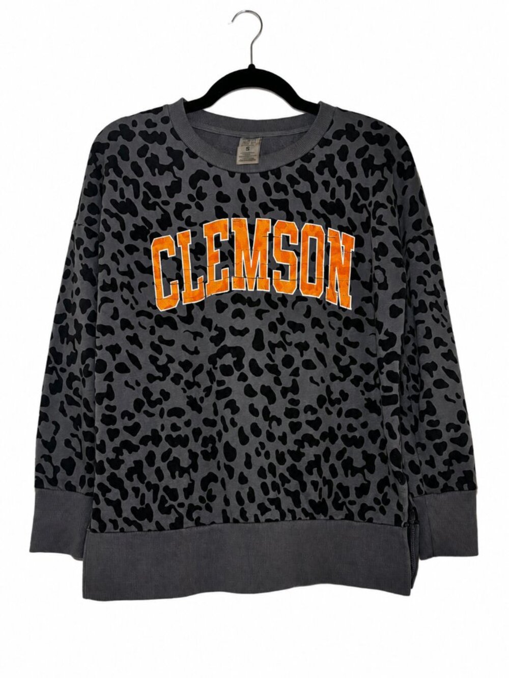 Clemson Tigers Leopard Print Sweatshirt Gray Black Animal Print